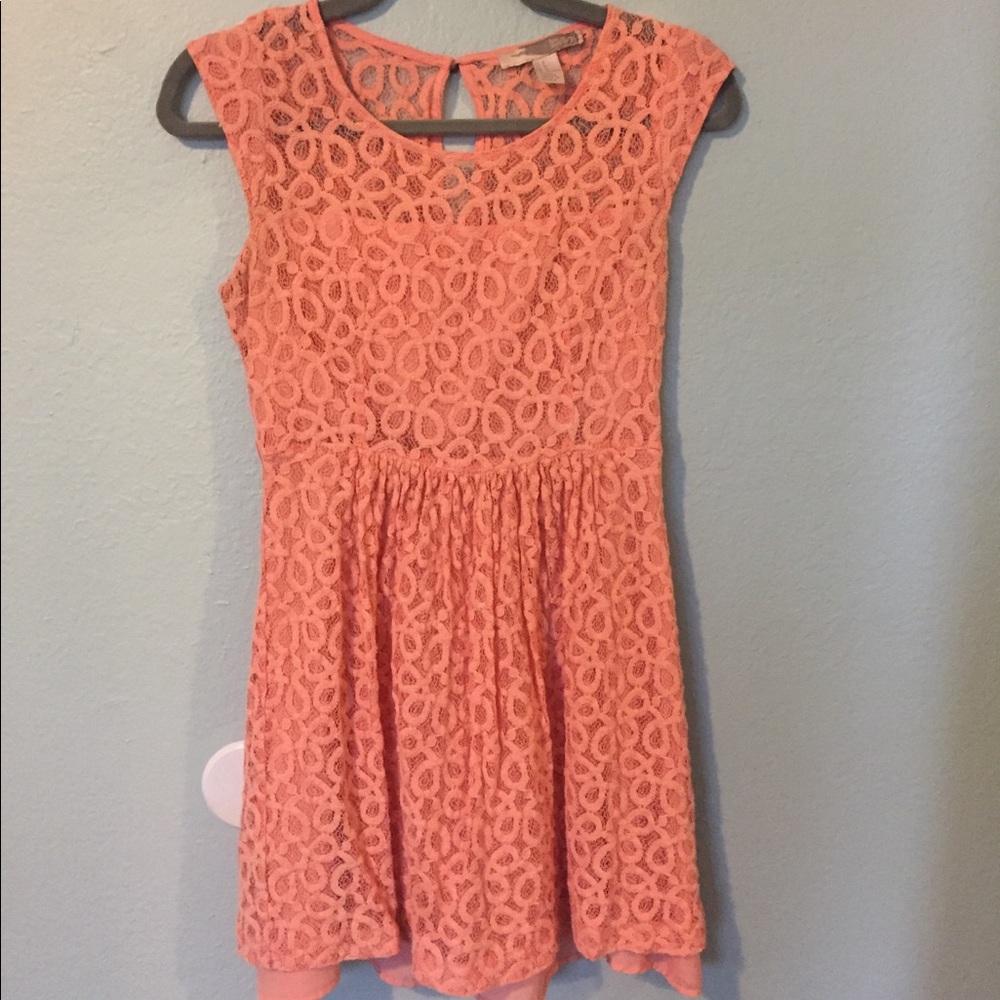 Lace peachy pink dress